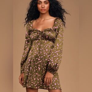 Feel So Lucky Pink Green Floral Print Satin Mini Dress
LUSH Floral Long Sleeve